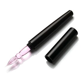 色：黒色 ガラスペン 万年筆 ねじり ペン 手紙 便箋 イラスト 透明 文房具 なめらかに書ける筆感 ハンドクラフト Glass pen (黒色)