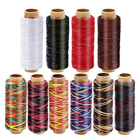 色：カラフル10色セット RMTIME 蝋引き糸 ロウ引き糸 ワックスコード 手縫い 手芸 紐 DIY レザークラフト糸 直径1mm 10個セット 各50m