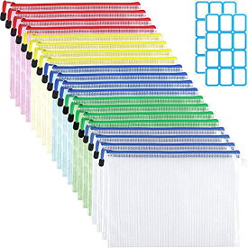 色：多色 サイズ：B5 SANNIX ジッパー式ファイル袋 b5 20枚セット ファイル袋 網目 領収書ファイル 連絡袋 学生 防水 クリアケース b5 5色 分類簡単