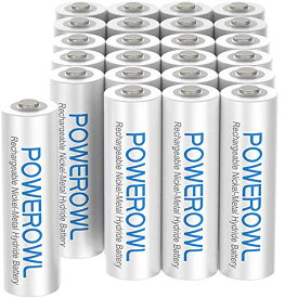 色：単4形24個パック Powerowl単4形充電式ニッケル水素電池24個セット 大容量 自然放電抑制 環境保護 電池収納（1000mAh、?1200回循環使用可能）