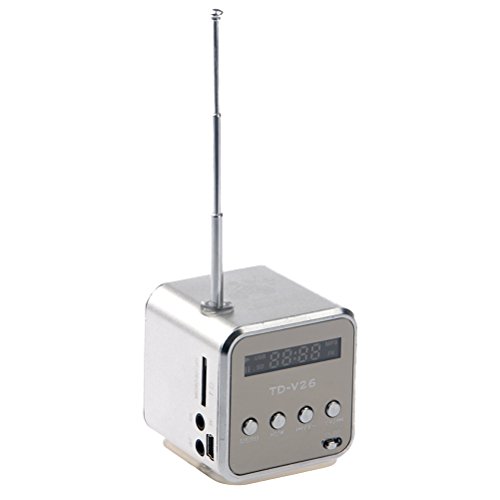 Healifty ミニデジタルポータブル音楽MP3 / 4プレーヤーマイクロSD / TF USBディスクスピーカーFMラジオ（シルバー）