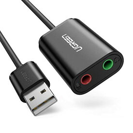 色：ブラック UGREEN USB オーディオ 変換アダプタ 外付け サウンドカード USB 3.5mm ミニ ジャック ヘッドホン・マイク端子 高音質 PS5 PS4,MacBook,Mac Mini,iMac,Windows PCなどに最適 ブラック