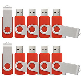 色：10個赤 サイズ：4GB KEXIN USBメモリ・フラッシュドライブ 4GB USB 2.0 USBメモリースティック 360 回転式 データ転送 Windows PCに対応 10個赤セット