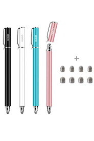 色：ブラック/ブルー/ホワイト/ローズゴールド スタイラスペン MEKO（第2世代）4本セットタッチペン スマホ iPhone iPad スタイラスペン Android スマートフォン タブレット用 ペン導電繊維ペン先
