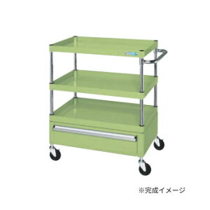 サカエ CSパールワゴン中量タイプ 引出し付 グリーン CSP-7583C【送料無料】