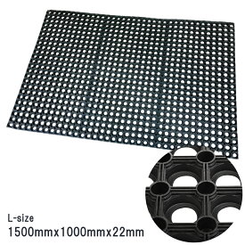 有孔ゴムマット 1500mm×1000mm×22mm ジョイント ぬかるみゴムマット 駐車場 穴あきゴムマット屋外 ラバーマット 有孔マット 滑り止め 転倒 防止 雪道 台風 災害 ぬかるみ対策工事現場 建築現場 建設現場 ホームセンター プロテック