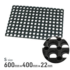 有孔ゴムマット 600mm×400mm×22mm ジョイント ぬかるみゴムマット 駐車場 穴あきゴムマット屋外 ラバーマット 泥落としマット 滑り止め 転倒 防止 雪道 台風 災害 ぬかるみ対策工事現場 建築現場 建設現場 ホームセンター プロテック