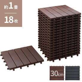 ウッドデッキパネル 樹脂製ジョイントタイル 木目調 ウッドタイル 30cm×30cm 18枚set(約1畳分) 置くだけ簡単設置 耐候性 お手入れ簡単 庭 屋外 ベランダ バルコニーに最適 ガーデンタイル 送料無料 プロテック rsl