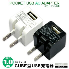 【数量限定】 在庫処分 SALE USB充電器 ポケット USB AC アダプター5V 1A 1000mAiPhone iPad スマートフォンゲーム機 WALKMAN 対応ホワイト／ブラックプロテック PAC-1K