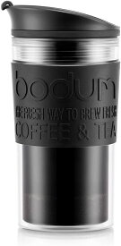 【BODUM】 ボダム TRAVEL PRESS SET トラベルプレスセット フレンチプレス コーヒーメーカー (タンブラー用リッド付き) プラスチック 350ml ブラック 【正規品】 K11102-01 アウトドア オフィス 食洗機可