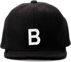[ベーシクエンチ] BasiquentiWool Alphabet Cap アンパイヤキャップ 帽子 ショートつば キッズサイズ フリーサイズ （ブラック）