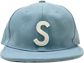 [ベーシクエンチ] Basiquenti Spring Logo Short Cap アンパイヤキャップ 帽子 ショートつば 小つば つば短 ストライプ Sロゴ レディース メンズ 2サイズ展開 フリーサイズ （ブルー）