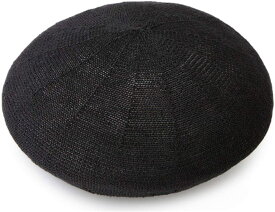 [ベーシクエンチ] Basiquenti Linen Thermo Beret ベレー 麻 ヘンプ 涼しい 軽量 春夏 レディース メンズ（ブラック）