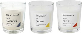 カメヤマキャンドル 香るキャンドル 3個セット (セット6) 「 ユーカリ＆ラベンダー ・ ブーケ オブ フリージア・ プルメリア＆アップル ） 香料 植物性原料ワックス キャンドルウォーマーランプ プレゼント 癒し お家時間 アロマキャンドル キャンドル インテリア