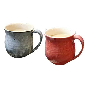 信楽焼 夫婦 マグカップ 【彩雲マグ(青・赤)ペアセット w304-05_304-06】しがらき焼 陶器 焼き物 マグ 食器 スープカップ ビアマグ カフェマグ コーヒーカップ 珈琲カップ コップ オシャレ お