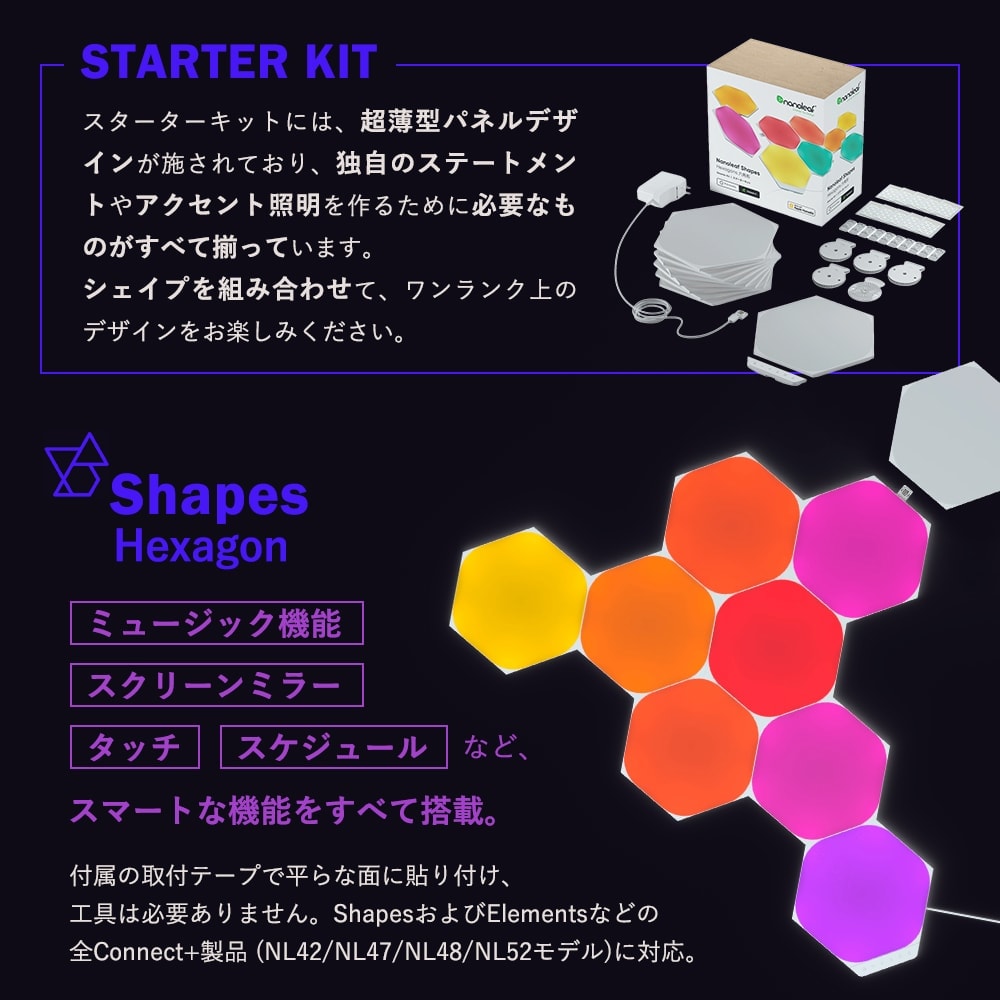 楽天市場】Nanoleaf ナノリーフ Shapes Hexagon シェイプス ヘキサゴン