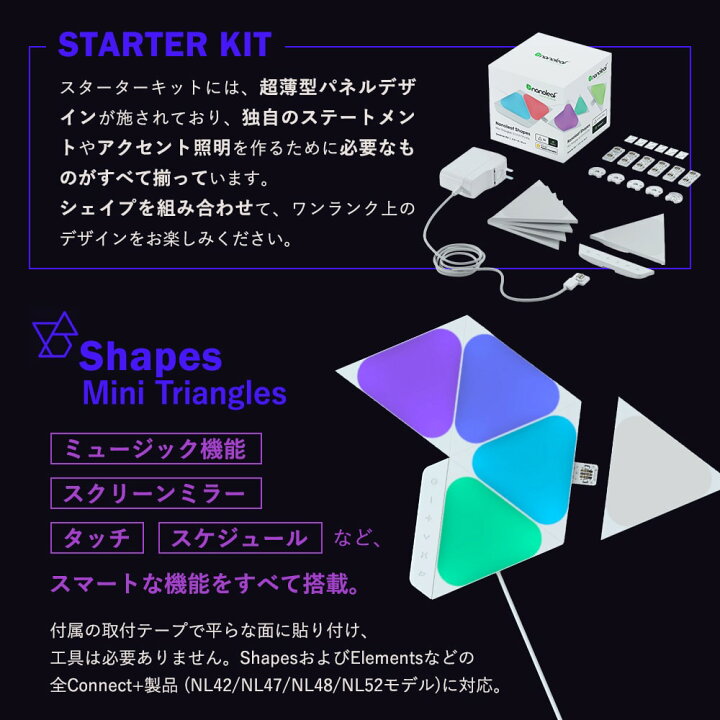 楽天市場】Nanoleaf ナノリーフ Shapes Mini Triangles シェイプス 