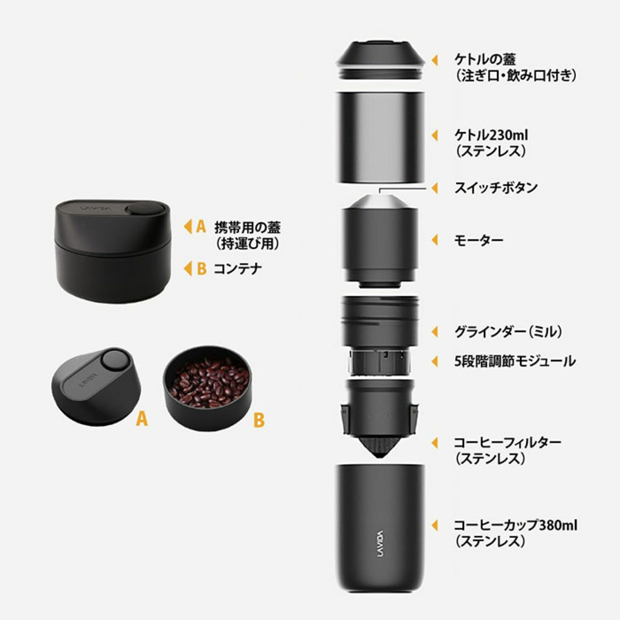 [LAVIDA ATONCE]オールインワン全自動ポータブル コーヒーメーカー