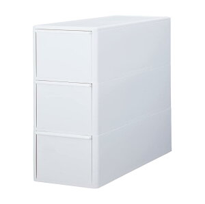 ライクイット (like-it) フタ付きゴミ箱 分別引出しステーションスリム3段 幅17×奥行き46.5×高さ88.1cm ホワイト 約42L 日本製 BS-3 分別ペール 大容量 多分別 ダストボックス 別売キャスター取り付