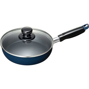 和平フレイズ お手入れ簡単 フライパン18cm ブルー ふっ素樹 脂加工 IH・ガス対応 ガラス蓋付 スティージー2 MB-2373