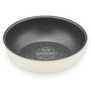 アイリスオーヤマ 取っ手のとれる 炒め鍋 26cm 深型 中華鍋 IH&ガス火対応 ダイヤモンドコートパン 耐摩耗性試験50万回クリア フライパン お手入れ簡単 アイボリー DCI-T26W