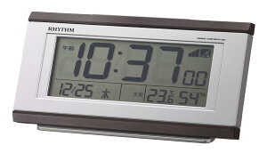 【10/24 20時〜 お買い物マラソン|当ショップP5倍】リズム(RHYTHM) 目覚まし時 計 電波時 計 電子音アラーム 温度 湿度 カレンダー 六曜 ライト付き ブラウン 8RZ161SR06