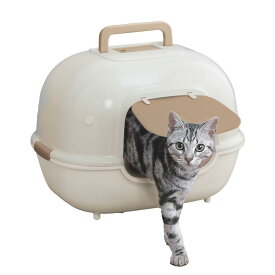 アイリスオーヤマ 猫用トイレ本体 脱臭ワイド猫トイレ (フルカバー スコップ付き) ホワイト 大型