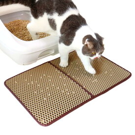 アイメディア 猫マット 猫砂マット 猫トイレマット 猫砂取りマット 猫砂飛び散り防止マット 60×39cm 洗える 滑り止め 防水加工 お手入れ簡単 二重構造 EVA 掃除簡単 飛び散り防止マット