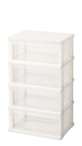 天馬(Tenma) お部屋に馴染むシンプルデザインの収納チェ スト 日本製 簡単組立 ストッ カーワイド 4段 簡易キャスター付きで移動がラクラクなチェ スト 収納ケース 衣装ケース【簡単組立】【