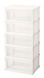 天馬(Tenma) お部屋に馴染むシンプルデザインの収納チェ スト 日本製 簡単組立 ストッ カーワイド 5段 簡易キャスター付きで移動がラクラクなチェ スト 収納ケース 衣装ケース【簡単組立】【