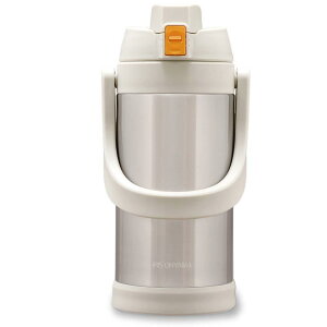 アイリスオーヤマ 水筒 2リットル 2L アイボリー スポーツボトル 真空断熱層で冷たさキープ6時間! 大容量でワンタッチオープン&直飲み 氷をそのまま入れられる 部活や運動、アウトドアに