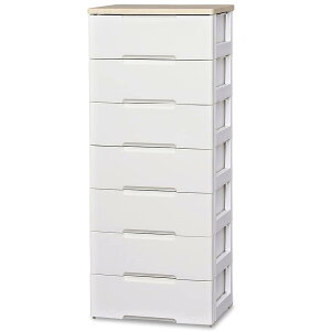 【当店ポイント5倍実施中】アイリスオーヤマ チェ スト 7段 届いてすぐ使える完成品 ラクラク引出し 木天板 幅56×奥行41.5×高さ138cm ホワイト / ナチュラル 白 プラスチック HG-557R 組立不要