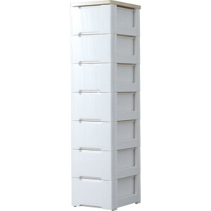 アイリスオーヤマ チェ スト 7段 届いてすぐ使える完成品 ラクラク引出し 木天板 幅32.4×奥行41×高さ138cm ホワイト / ナチュラル 白 プラスチック HG-327R 組立不要