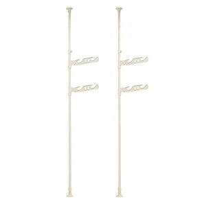 ベストコ 室内 突っ張り 物干し 幅9×奥行44×高さ220~275cm 2段タイプ ライトグレー NY-283