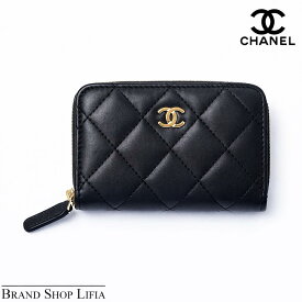 【新品同様】シャネル CHANEL ミニ財布 コインケース マトラッセ ココマーク ラムスキン ブラック ゴールド金具 AP0216 正規箱付き ファスナーウォレット レディース ブランド 中古 美品