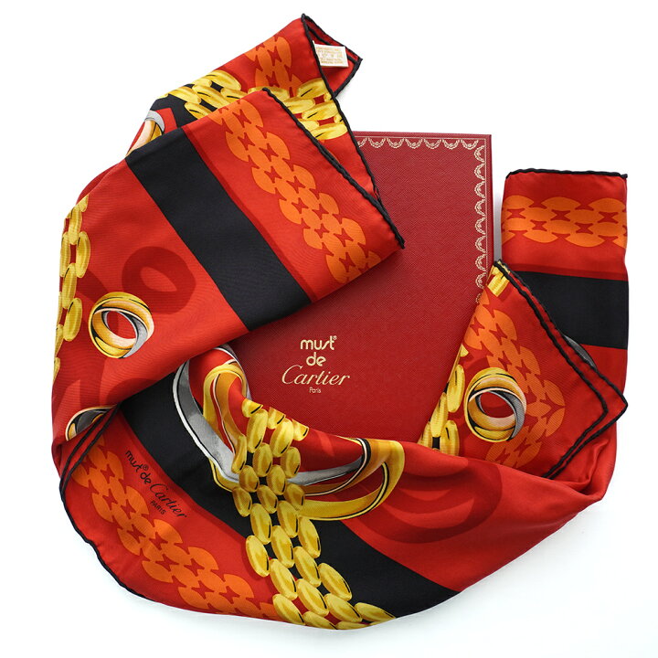 楽天市場】【中古】Cartier カルティエ スカーフ スクエア90 