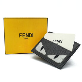 【中古】【期間限定値下】FENDI フェンディ バグズアイ モンスター レザー 定期入れ パスケース