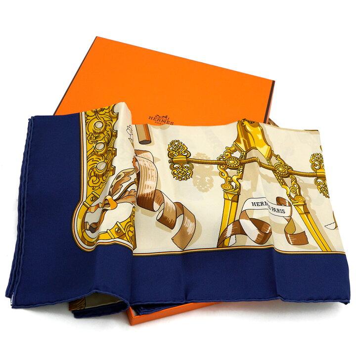 楽天市場】エルメス スカーフ HERMES カレ90 Copeaux オガ屑柄 シルク 