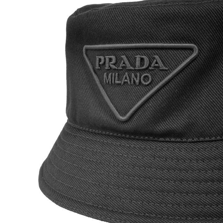 楽天市場】プラダ PRADA バケットハット ロゴ刺繍 コットン ブラック 
