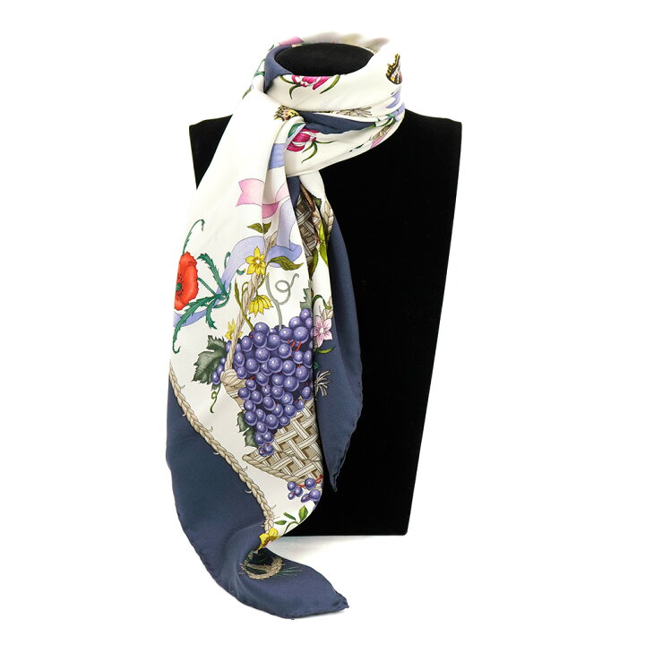 楽天市場】【中古】GUCCI グッチ スカーフ 大判 ネイビー/ホワイト  