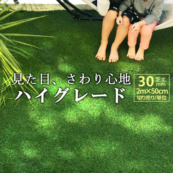 楽天市場】人工芝 高品質 防炎 芝丈30mm 幅2m×長さ50cm単位 切り売り 