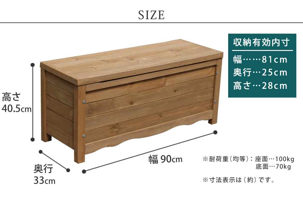 楽天市場】天然木製ボックスベンチ コンパクト 幅90【 送料無料
