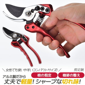 【メール便】ガーデニング用品 剪定ばさみ アルミ鍛造剪定鋏(赤) 剪定鋏 花 ガーデン DIY ガーデニング 用具 工具 はさみ ガーデニングばさみ 剪定はさみ 剪定ハサミ 剪定バサミ