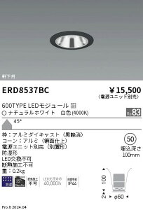 【15,000円〜送料無料※】遠藤照明 防湿GLベース_600タイプ_鏡面_黒_超広角_4000K ERD8537BC (※北海道・沖縄・離島を除く)