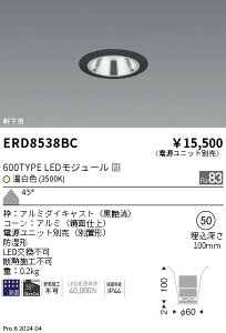 【15,000円〜送料無料※】遠藤照明 防湿GLベース_600タイプ_鏡面_黒_超広角_3500K ERD8538BC (※北海道・沖縄・離島を除く)