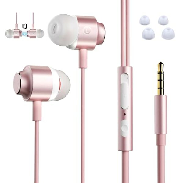 Juyya イヤホン 有線 マイク付き 3.5mm ゲーミングイヤホン HIFI音質 イヤホンマイク 音量調整 ク付き 重低音 通話可能 イヤフ