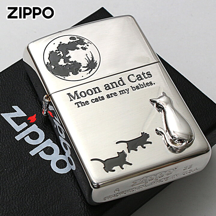 楽天市場】Zippo ジッポライター ネコ 猫 Cat 月 ムーン 月と猫 メタル 