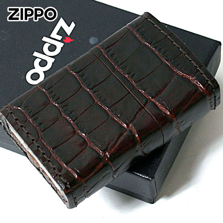 楽天市場】Zippo ジッポライター 革巻き 本革 クロコダイル ワニ 茶 