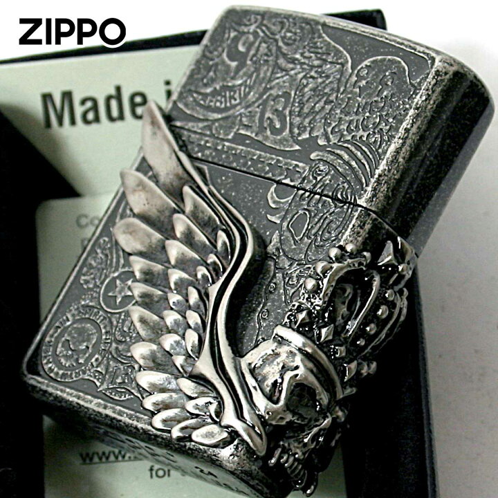 楽天市場】Zippo ジッポライター スカル ドクロ 骸骨 羽 ウイング 