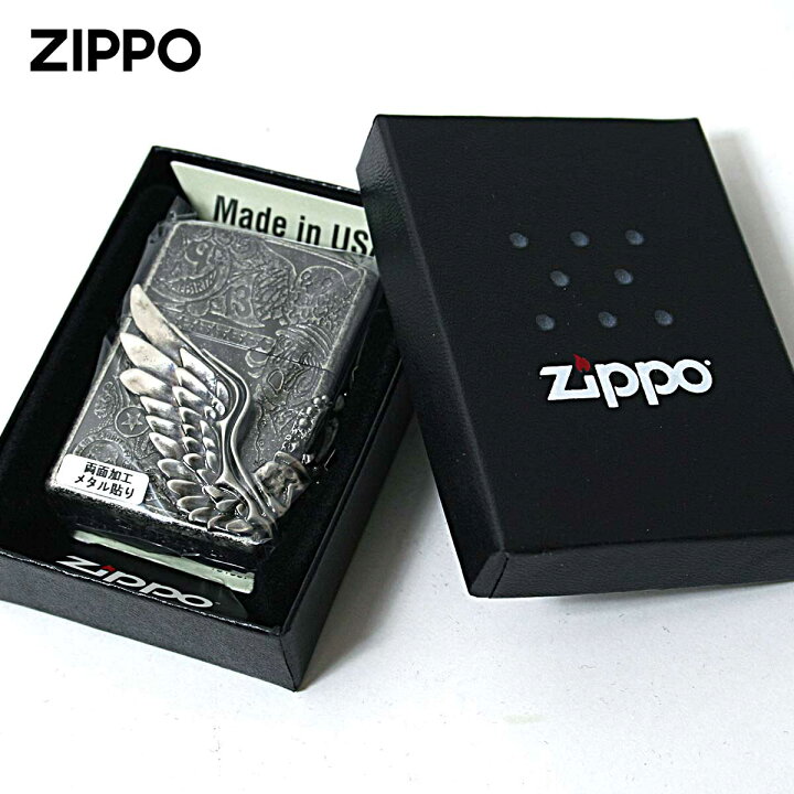 楽天市場】Zippo ジッポライター スカル ドクロ 骸骨 羽 ウイング